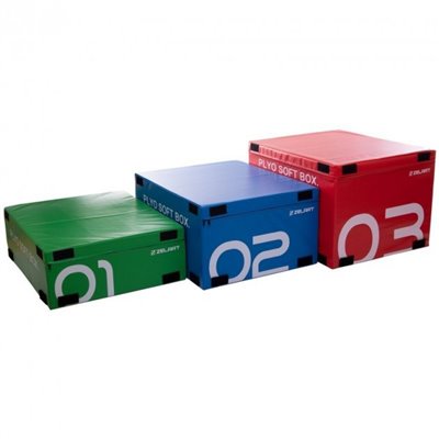 Бокс пліометричний м'який набір Zelart PLYO BOXES FI-3634 3шт 90х75х30/45/60см зелений, синій, червоний