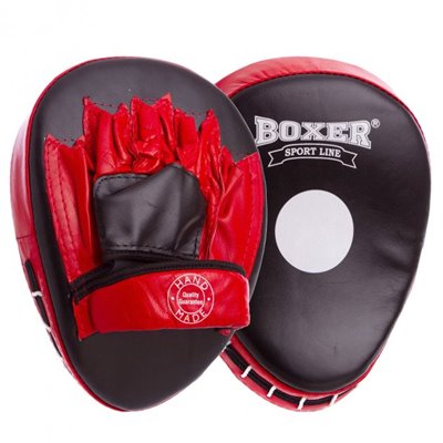 Лапа Вигнута для боксу та єдиноборств BOXER 2010-01 19х23х4см 2шт (червона)