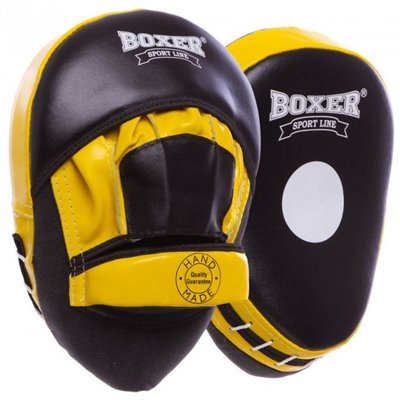 Лапа Вигнута для боксу та єдиноборств BOXER 2012-01 еліт 23х19х4, 5см 2шт (жовта)