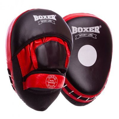 Лапа Вигнута для боксу та єдиноборств BOXER 2012-01 еліт 23х19х4, 5см 2шт (червона)