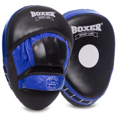 Лапа Вигнута для боксу та єдиноборств BOXER 2012-01 еліт 23х19х4, 5см 2шт (синя)