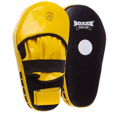 Лапа пряма подовжена шкіряна (2шт) Boxer Heroe 2007-01 розмір 40х21х4, 5см Black-Yellow