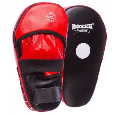 Лапа пряма подовжена шкіряна (2шт) Boxer Heroe 2007-01 розмір 40х21х4, 5см Black-Red