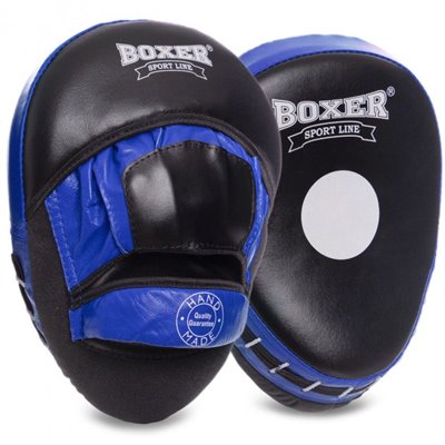 Лапа вигнута шкіряна (2шт) Boxer Еліт Heroe 2012-01 розмір 23х19х4, 5см Black-Blue