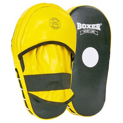 Лапа пряма подовжена шкіряна (2шт) Boxer Heroe 2006-01 розмір 38х18х4, 5см Black-Yellow