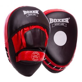 Лапа вигнута шкіряна (2шт) Boxer Еліт 2012-01 розмір 23х19х4,5см Black-Red
