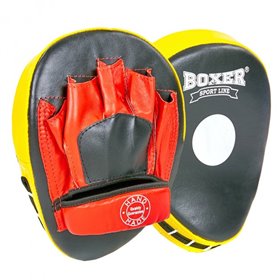 Лапа вигнута шкіряна (2шт) Boxer Heroe 2010-01 розмір 19х23х4см Black-Yellow-Red