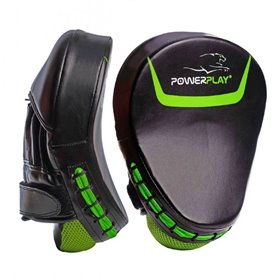 Боксерські Лапи гнуті PowerPlay ЧорноЗелені PU (пара)