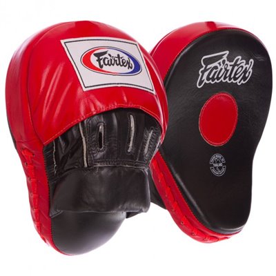 Боксерські Лапи гнуті для єдиноборств з FAIRTEX ORIGINAL Натуральна шкіра Червоний (FMV9)