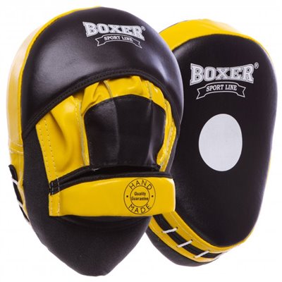 Лапи шкіряні боксерські вигнуті (2шт) BOXER Жовтий 2012-01