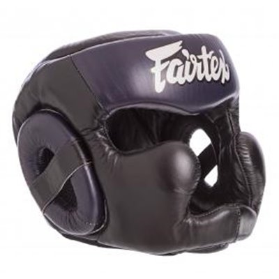 Шолом боксерський з повним захистом шкіряний FAIRTEX HG13-CLOSE (р-р M, синій)