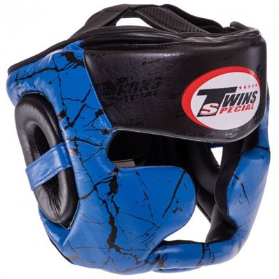 Шолом боксерський шкіряний з повним захистом Twins 0774 розмір M Blue-Black