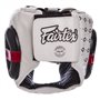 Шолом боксерський з повним захистом шкіряний FAIRTEX HG10 білий XL