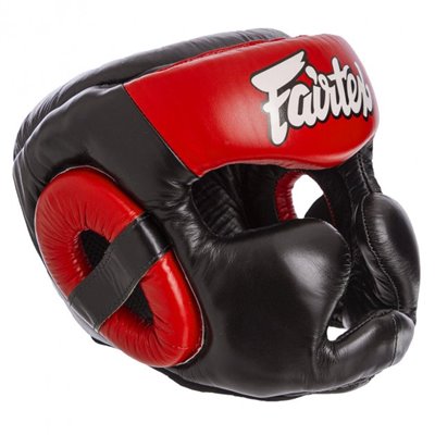 Шолом боксерський з повним захистом шкіряний FAIRTEX HG13-CLOSE червоний L