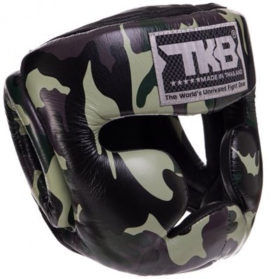 Шолом боксерський із повним захистом шкіряний TOP KING Empower Camouflage TKHGEM-03 зелений S