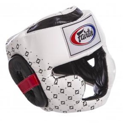 Шолом боксерський з повним захистом шкіряний FAIRTEX HG10 XL Білий