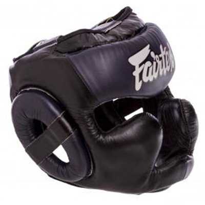 Шолом боксерський з повним захистом шкіряний FAIRTEX HG13-LACES (р-р M, синій)