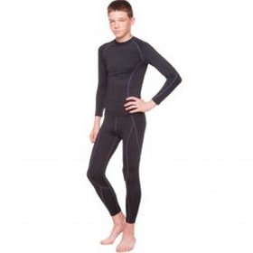 Комплект компресійний підлітковий лонгслів штани LD-1001T-LD-1202 30 чорний-сірий
