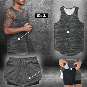 Чоловічий компресійний костюм ASRV Майка шорти з велосипедками 2в1 XL