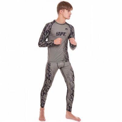 Комплект компресійний чоловічий лонгслив і шорти UFC SP Sport 9516-9616 M, зріст 165-170 Оливковий-чорний