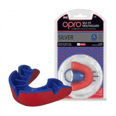 Капа боксерська OPRO Silver Red/Blue (art.002189005)