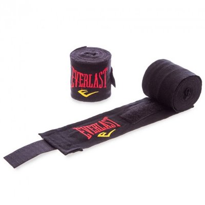 Бінти кумпур 4 м для боксу та єдиноборств Everlast чорний BO-3729-4