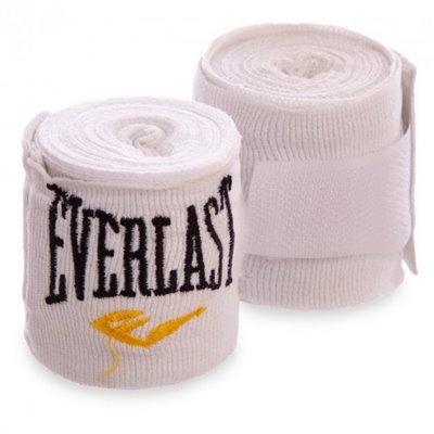 Бінти боксерські 3 м кумпур бавовна з еластаном Everlast білий (5465-3)