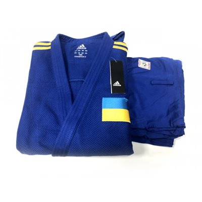 Кімоно для дзюдо Champion II з ліцензією IJF ADIDAS J-IJFB-SMU синій/жовті смуги розмір 160