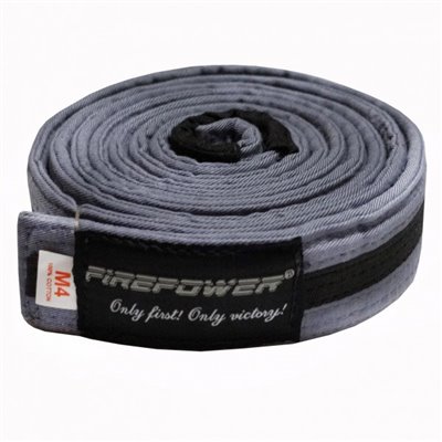Пояс дитячий для Бразильського Джиу-Джитсу Firepower Classic Light (M2) Сірий з чорною смугою
