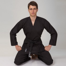Кімоно для карате Matsa Heroe 0017 чорне 240г/м2 розмір L зріст 150 см