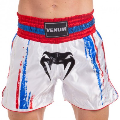 Шорти для тайського боксу та кікбоксингу Venum Bangkok Spirit 0215 розмір S (44-46) White-Red-Blue