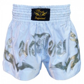 Шорти для тайського боксу Thai Professional S5 (L) Білі з сріблом