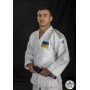 Кімоно для дзюдо Champion II SlimFit з ліцензією IJF ADIDAS J-IJFS-SMU біле/синьо-жовті смуги розмір 150