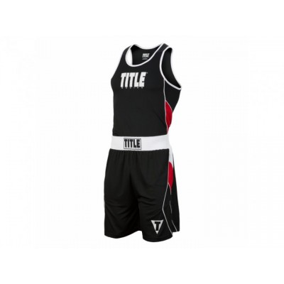 Форма для змагань TITLE Aerovent Elite Amateur Boxing Set 8 S чорний/червоний (4379)