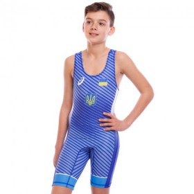 Трико для боротьби борцівське трико Asics Ukraine Heroe 6602 розмір 3XL (160см) Blue