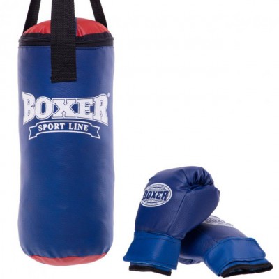 Боксерський набір дитячий боксерський мішок + рукавички Boxer 1008-2026 Blue-Red