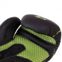 Рукавички для боксу шкіряні на липучці Zelart Heroe 3149 Black-Neon Green 10 унцій