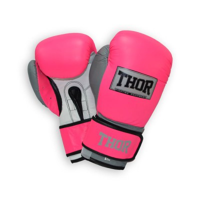 Рукавички боксерські THOR TYPHOON 16oz /PU /рожево-біло-сірі