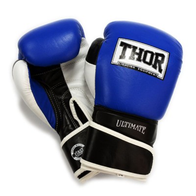 Перчатки боксерские THOR ULTIMATE 16oz /PU /сине-черно-белые