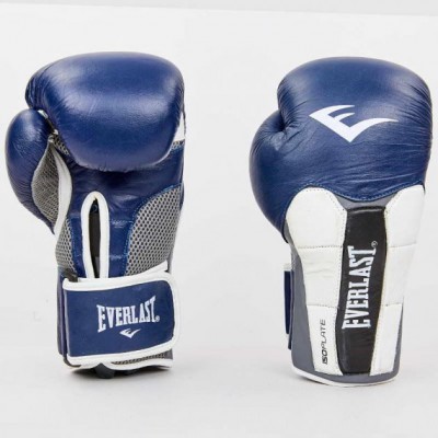 Рукавички для боксу та єдиноборств EVERLAST шкіряні 6759-1 Blue-White 12 унцій