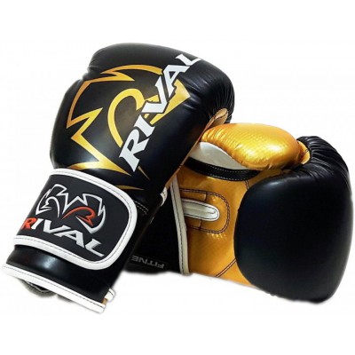 Тренувальні боксерські рукавички для фітбоксу RIVAL RB7-Fitness + Bag Gloves чорний золотий 8 Oz