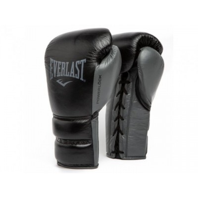 Професійні рукавички EVERLAST Powerlock-2 Pro Fight Gloves 10 унцій XL чорний/сірий (5230)