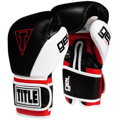 Боксерські рукавички TITLE GEL E-Series Boxing Gloves (XXL) Чорні з білим і червоним