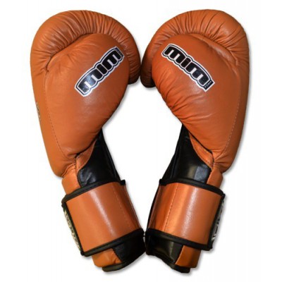 Боксерські рукавички RING TO CAGE Deluxe MiM-Foam Sparring Gloves - Safety Strap коричневий/чорний 14 oz