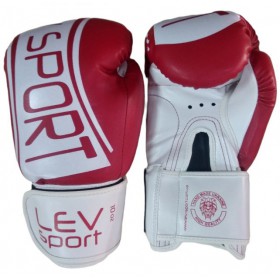Перчатки бокс Lev Sport ELITE синтетична шкіра 10oz red/white