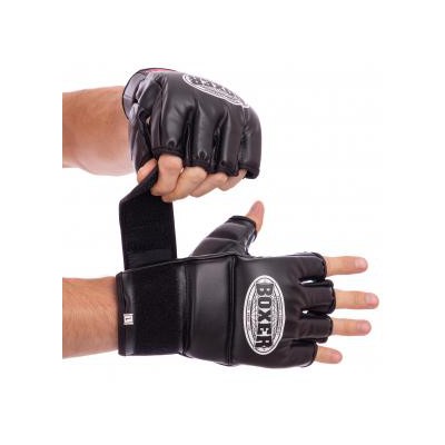 Рукавички для змішаних єдиноборств MMA шкірвініл BOXER 5021 (р-р XL, чорний)