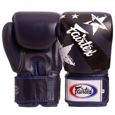 Рукавички боксерські Рукавички боксерські шкіряні FAIRTEX (BGV1N) 12 унцій Синій - чорний (МА01219)