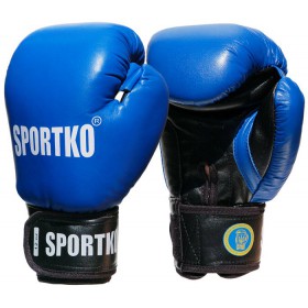 Боксерські перчаткиSportko ФБУ шкіряні ПК1-10 унц. сині