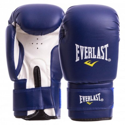 Рукавички боксерські на липучці Everlast 6oz PVC синій BO-0330