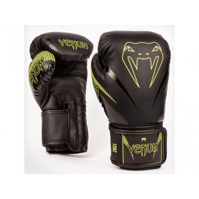 Рукавички боксерські VENUM Impact Boxing Gloves 14 унцій чорний/салатовий (4152)